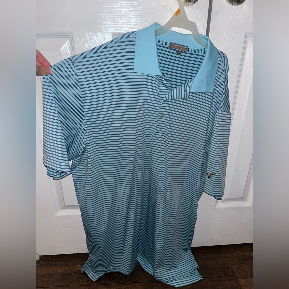 Peter Millar Blue Striped Polo Shirt